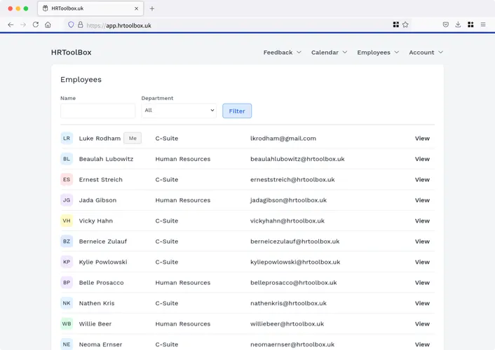 A screenshot of the HR Toolbox Cloud HR Software